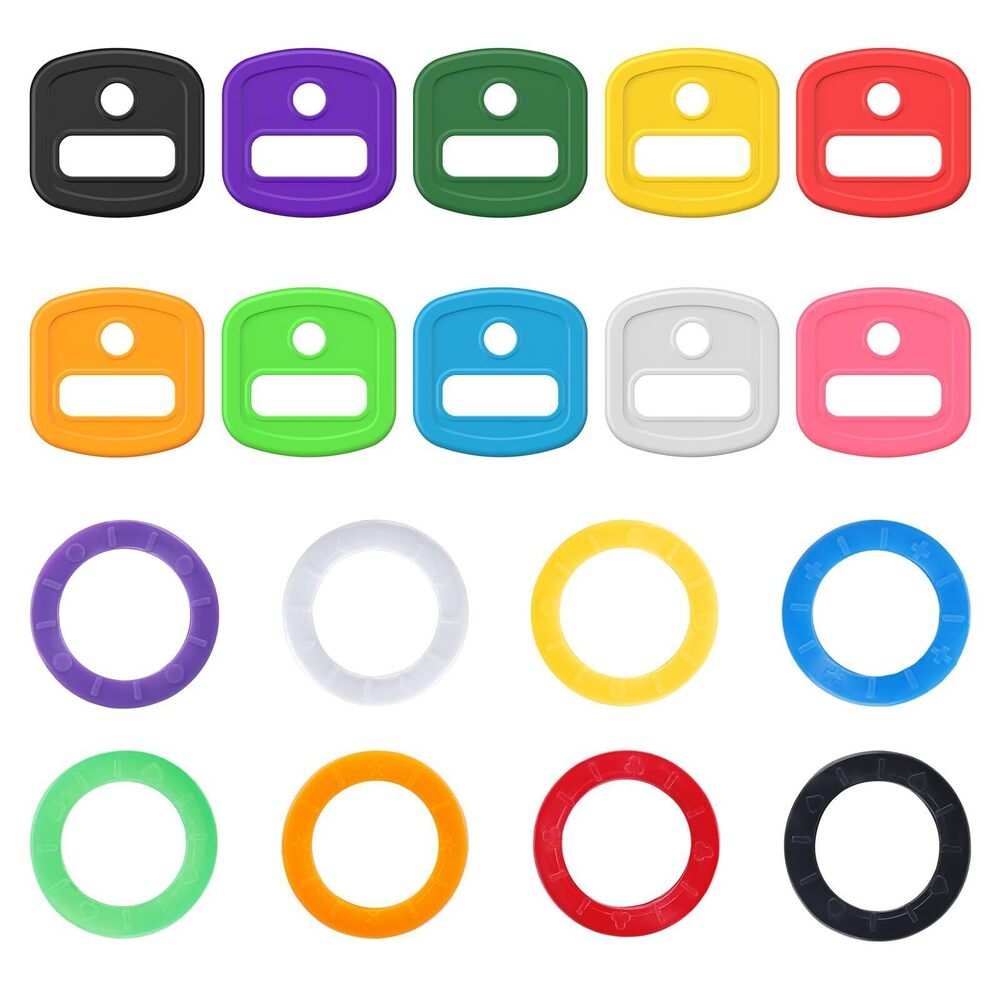 3326 2 Style 34 Pcs Key Covers Caps, 1" Key Identifiers with Labels and 0.9